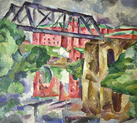 Factory in Nara (1918) Pyotr Konchalovsky tablo - Dekolata