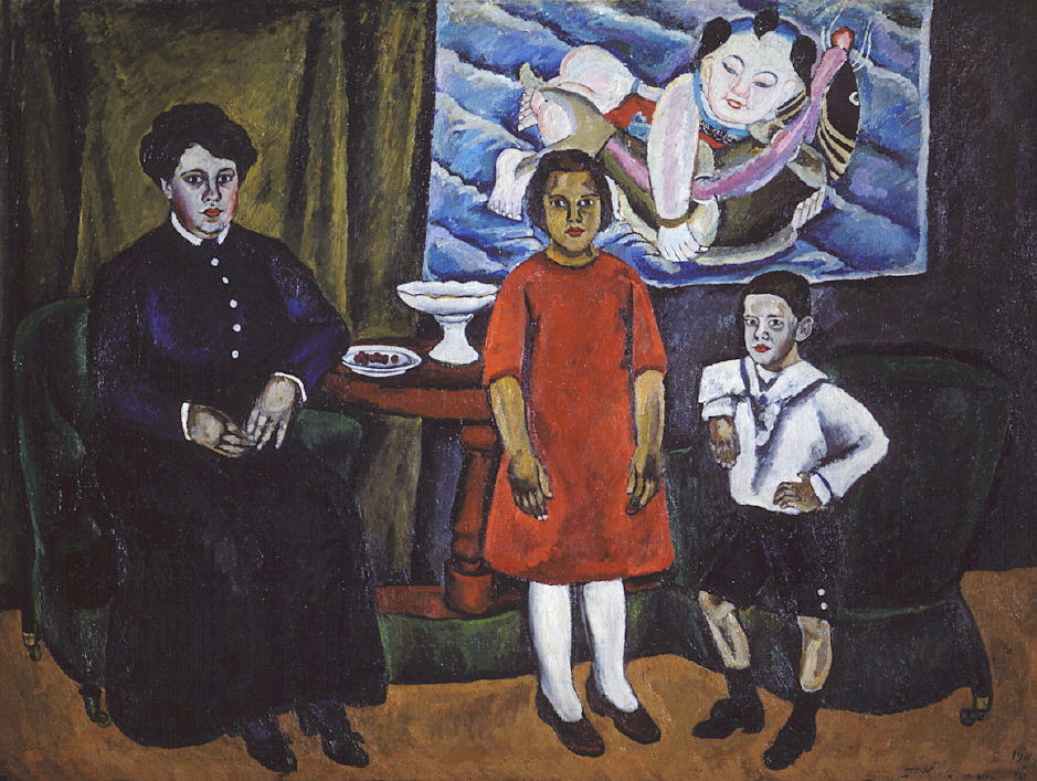 Family Portrait (against Chinese panel) (1911) – Pyotr Konchalovsky Tablo