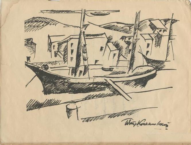Figure in a collection of poems 'Autographs' (1920) Pyotr Konchalovsky tablo - Dekolata