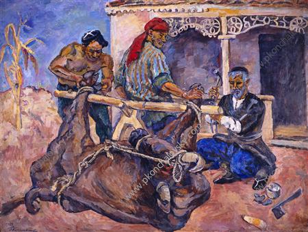 Forging of buffalo (1927) Pyotr Konchalovsky tablo - Dekolata