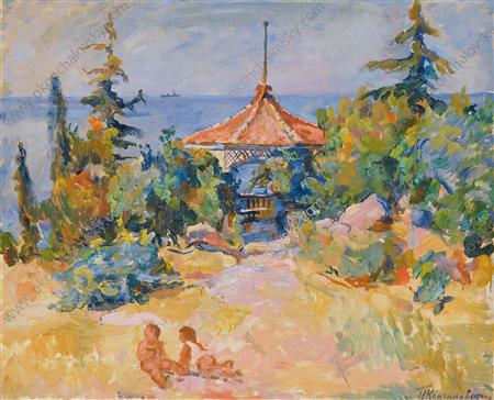 Garden with gazebo (1929) Pyotr Konchalovsky tablo - Dekolata