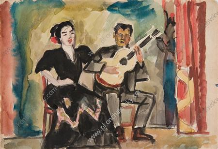 Guitarist and singer (1910) Pyotr Konchalovsky tablo - Dekolata