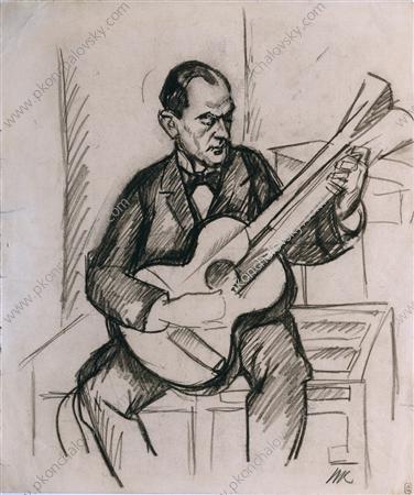 Guitarist. A Sketch. (1913) – Pyotr Konchalovsky Tablo