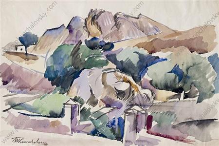 Gurzuf. The mountains. (1929) Pyotr Konchalovsky tablo - Dekolata