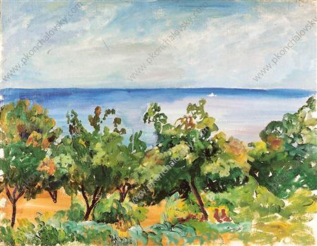 Gurzuf. The trees on the background of the sea. (1929) Pyotr Konchalovsky tablo - Dekolata