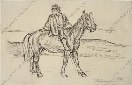 Ilmen Lake. The boy on horseback. (1926) Pyotr Konchalovsky tablo - Dekolata