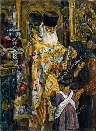 In the cathedral of Yuryev (Abbot Bessarion) (1926) Pyotr Konchalovsky tablo - Dekolata