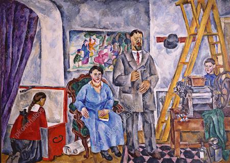 In the studio. Family Portrait. (1917) Pyotr Konchalovsky tablo - Dekolata