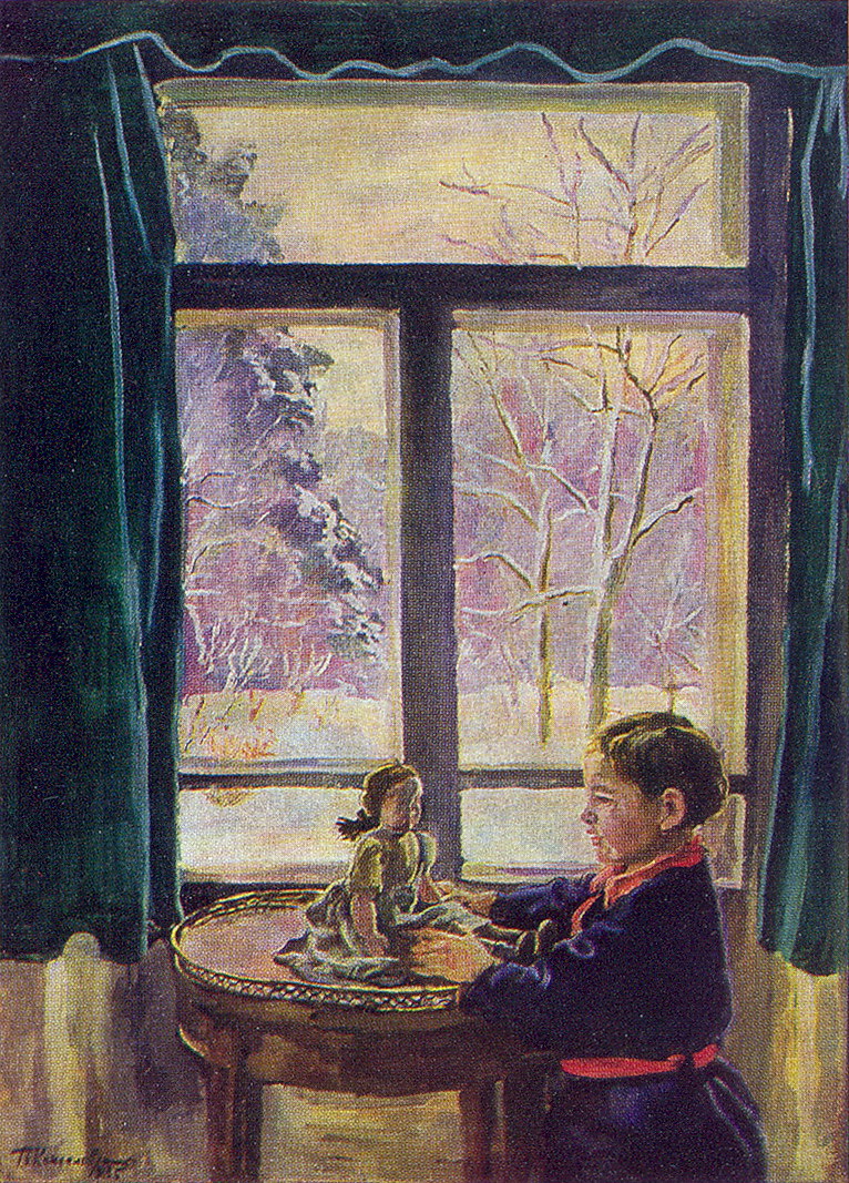 Katya by the window (1935) Pyotr Konchalovsky tablo - Dekolata