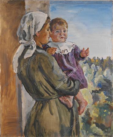 Katya on the lap (a nurse) (1932) Pyotr Konchalovsky tablo - Dekolata