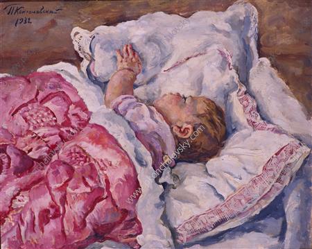 Katya sleeping (1932) Pyotr Konchalovsky tablo - Dekolata