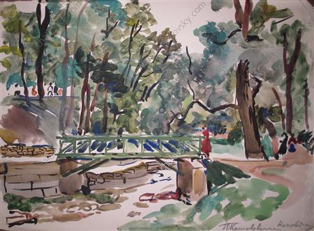 Kislovodsk. The bridge in the park. (1938) – Pyotr Konchalovsky Tablo