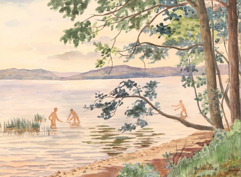 Lake Hepoyarvi, Bathing (1951) Pyotr Konchalovsky tablo - Dekolata