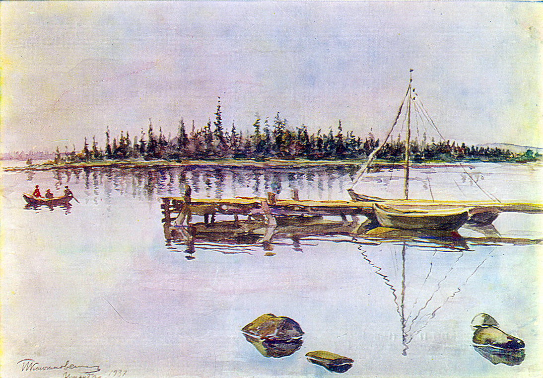 Lake Imandra. Resinification nets. (1937) Pyotr Konchalovsky tablo - Dekolata