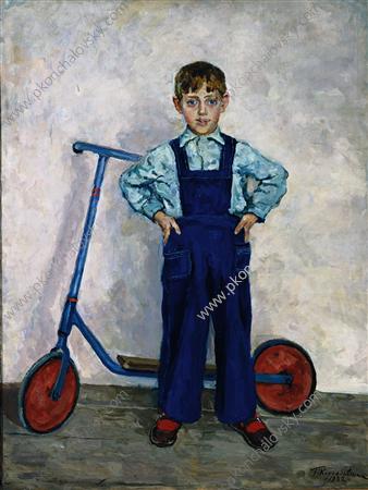 Lavrushka with scooter, a grandson of the artist (1952) – Pyotr Konchalovsky Tablo