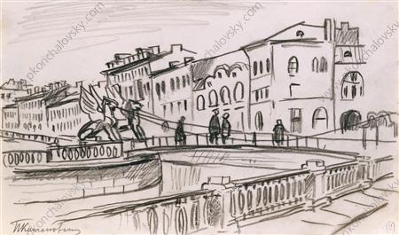 Leningrad. Bank Bridge. (1931) Pyotr Konchalovsky tablo - Dekolata