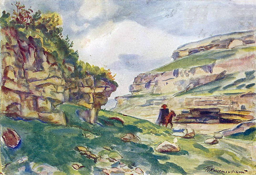 Lermontov's place. Vicinity of Kislovodsk. The road to rock Lermontov. (1938) Pyotr Konchalovsky tablo - Dekolata