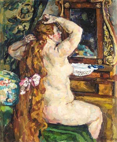 Model with red hair by the mirror (1928) Pyotr Konchalovsky tablo - Dekolata