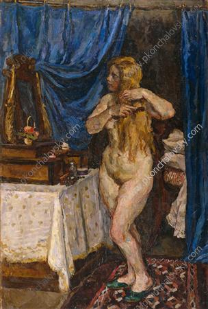 Model with red hair in the mirror (1923) Pyotr Konchalovsky tablo - Dekolata