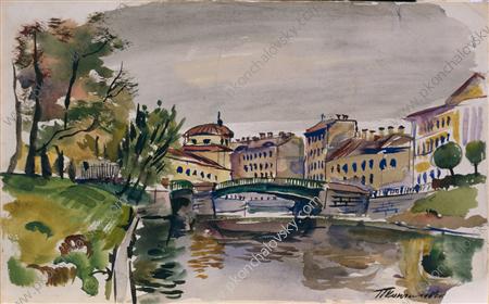 Moika. Three arch bridge. (1931) Pyotr Konchalovsky tablo - Dekolata