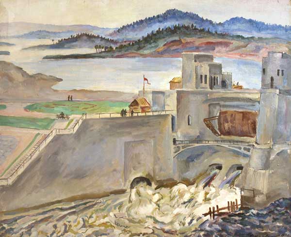 Murmansk. Tulomstroy. Spillway. (1936) Pyotr Konchalovsky tablo - Dekolata