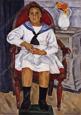 Natasha in a chair (1915) Pyotr Konchalovsky tablo - Dekolata