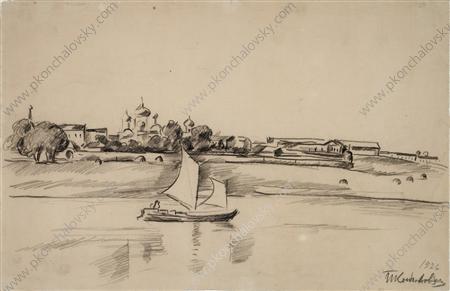 Novgorod. Anthony the Roman. View from the river. (1926) Pyotr Konchalovsky tablo - Dekolata