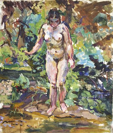 Nude on a green background (1928) Pyotr Konchalovsky tablo - Dekolata
