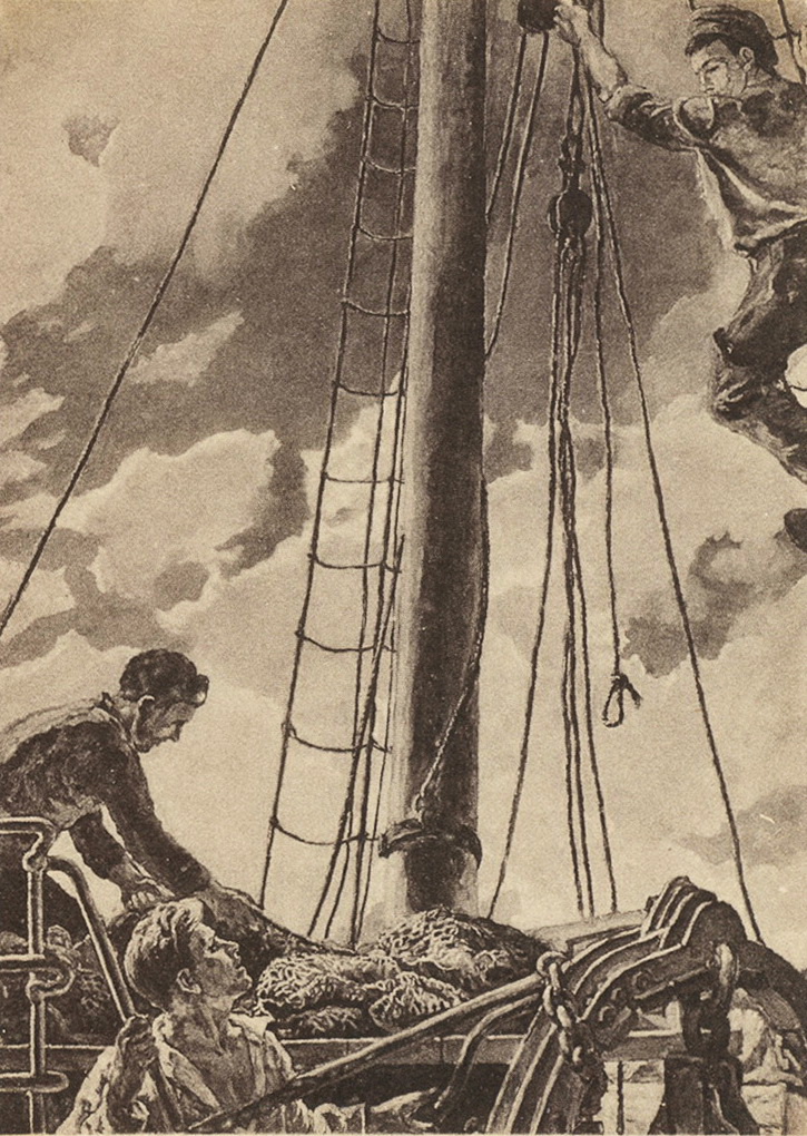 On the deck of the trawler Pyotr Konchalovsky tablo - Dekolata