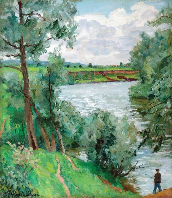 On the river Protva. Fisherman. (1953) – Pyotr Konchalovsky Tablo