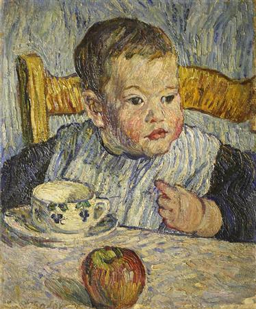 Paris. The boy with the apple. (Portrait of Mikhail Petrovich Konchalovsky). (1908) Pyotr Konchalovsky tablo - Dekolata
