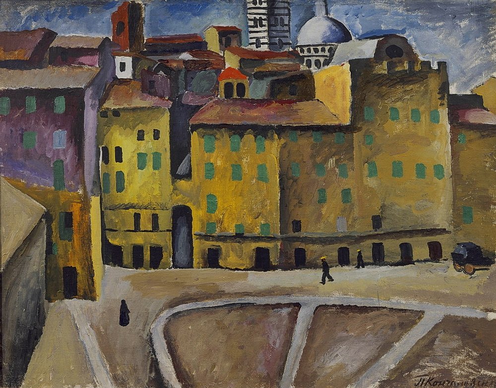 Piazza della Signoria in Siena (1912) Pyotr Konchalovsky tablo - Dekolata