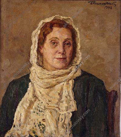 Portrait art critic Capitolina Vladimirovna Frolova (1948) Pyotr Konchalovsky tablo - Dekolata