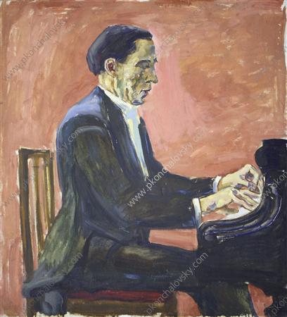 Portrait of French pianist Alfred Cortot (1936) Pyotr Konchalovsky tablo - Dekolata