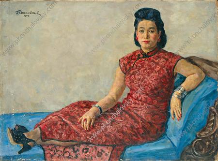 Portrait of Hu Ji Pang (1945) Pyotr Konchalovsky tablo - Dekolata