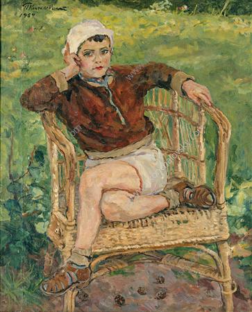 Portrait of N. S. Mikhalkov in the chair (1954) Pyotr Konchalovsky tablo - Dekolata