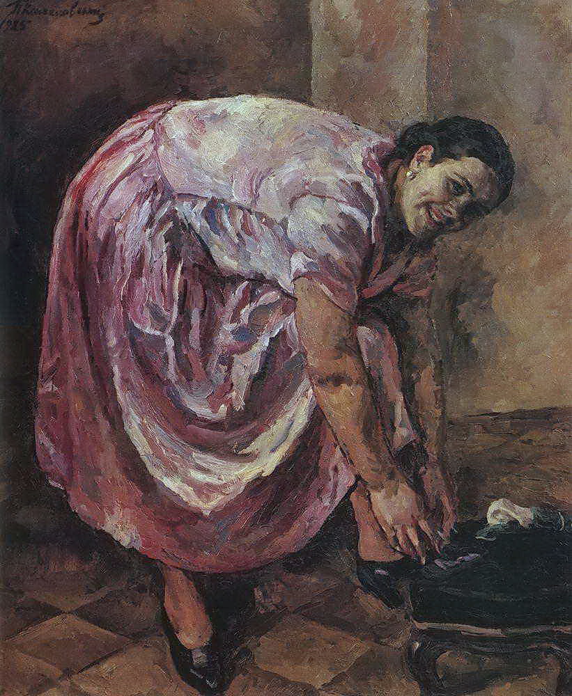 Portrait of Natalia Petrovna Konchalovsky, the artist's daughter (in pink dress) (1925) Pyotr Konchalovsky tablo - Dekolata
