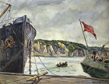 Quay in Murmansk (1936) Pyotr Konchalovsky tablo - Dekolata