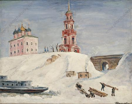 Quay in Ryazan (1931) Pyotr Konchalovsky tablo - Dekolata