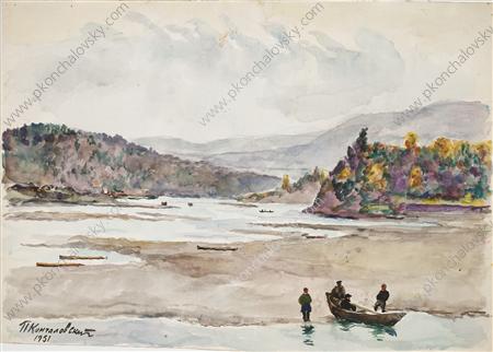 River Mana at the Yenisei (1951) Pyotr Konchalovsky tablo - Dekolata