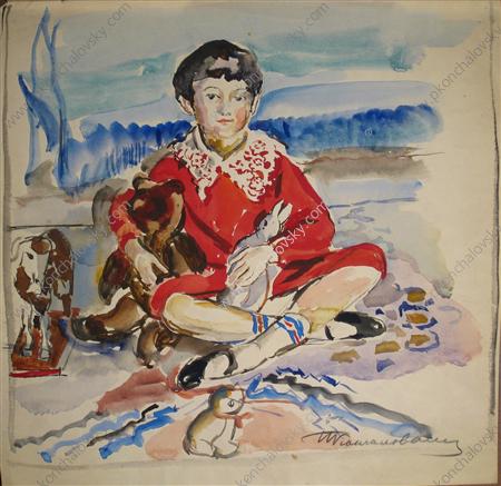 Seated girl. Sketch of portrait of Kamushka Benediktova. (1931) – Pyotr Konchalovsky Tablo