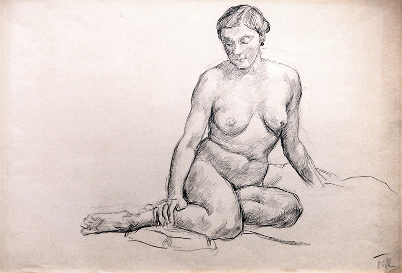 Seated nude Pyotr Konchalovsky tablo - Dekolata