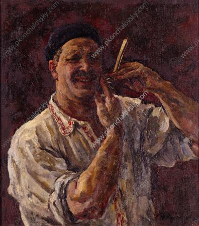 Self Portrait with a razor (1926) Pyotr Konchalovsky tablo - Dekolata