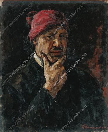 Self portrait (in red cap) (1926) Pyotr Konchalovsky tablo - Dekolata