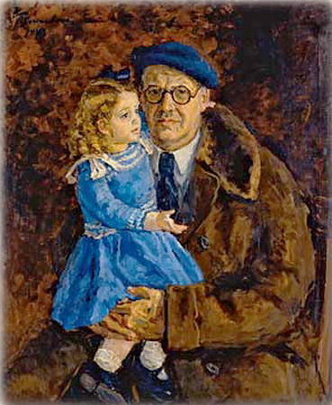 Self portrait with his granddaughter (1943) Pyotr Konchalovsky tablo - Dekolata
