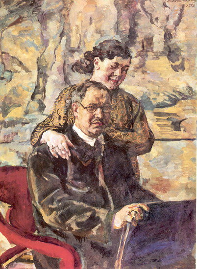 Self portrait with wife (1928) Pyotr Konchalovsky tablo - Dekolata
