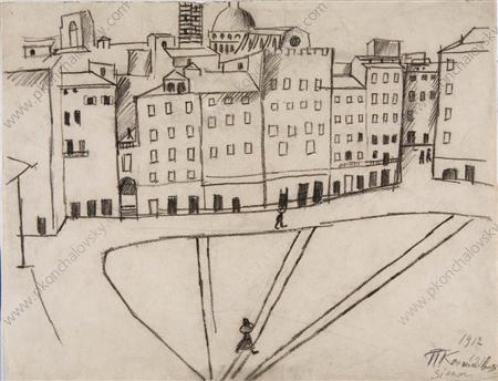Siena. The square. (1912) Pyotr Konchalovsky tablo - Dekolata