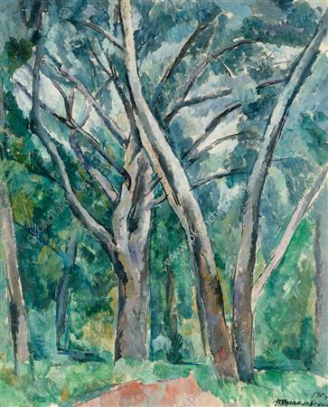 Silver poplar trees (1919) Pyotr Konchalovsky tablo - Dekolata