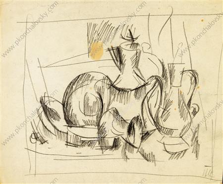 Sketch a still life with copper jugs (1917) Pyotr Konchalovsky tablo - Dekolata