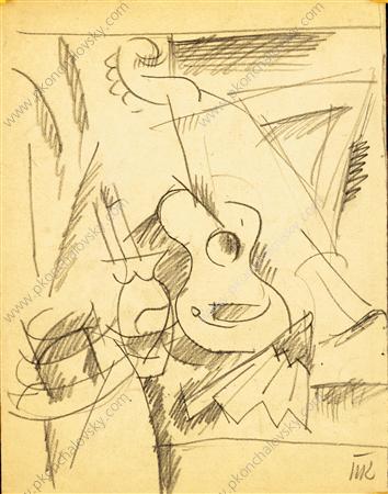 Sketch a still life with guitar (1917) – Pyotr Konchalovsky Tablo